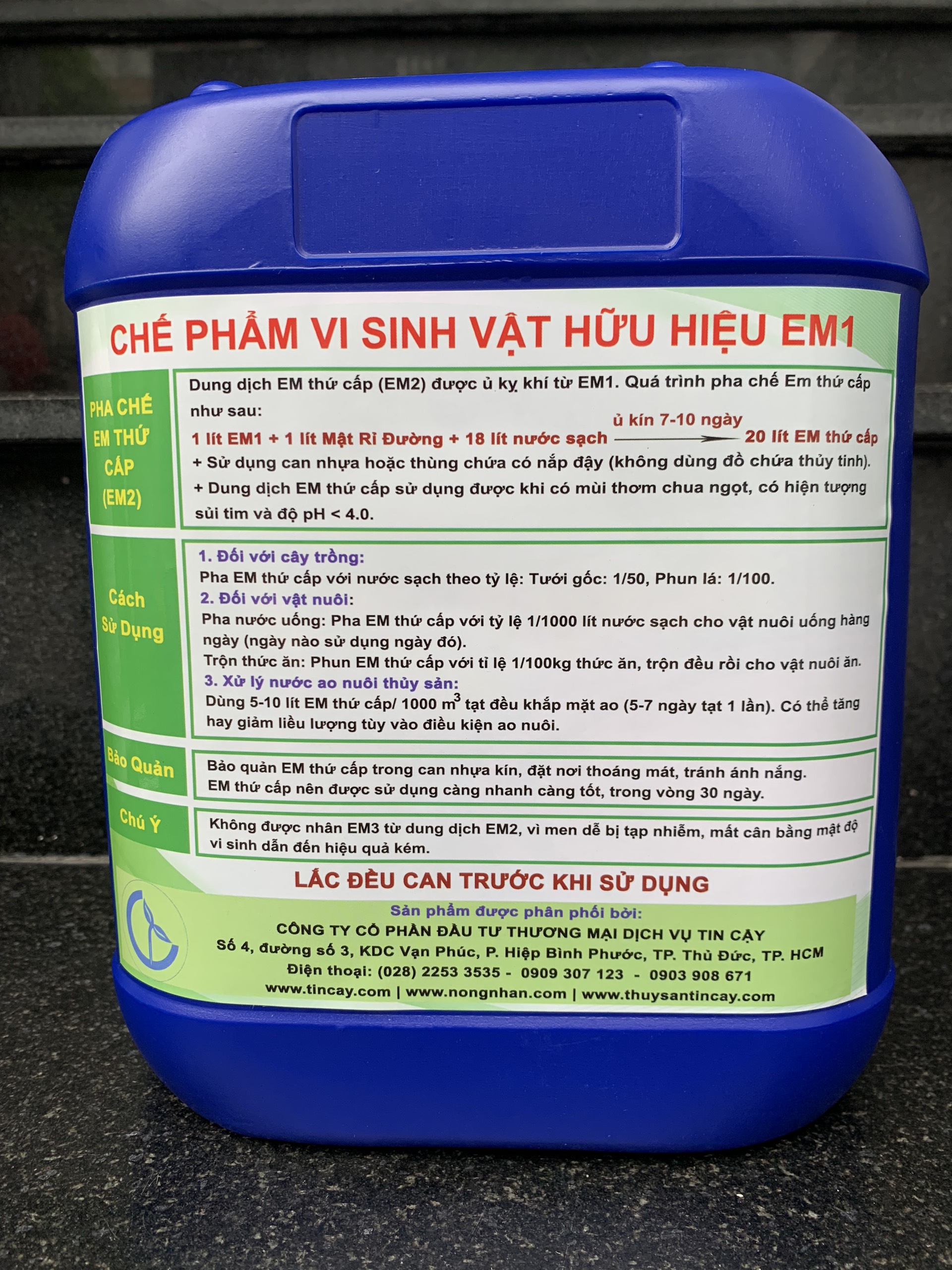 Chế phẩm vi sinh gốc EM1 dùng trong nông nghiệp can 5 lít (EM Gốc)