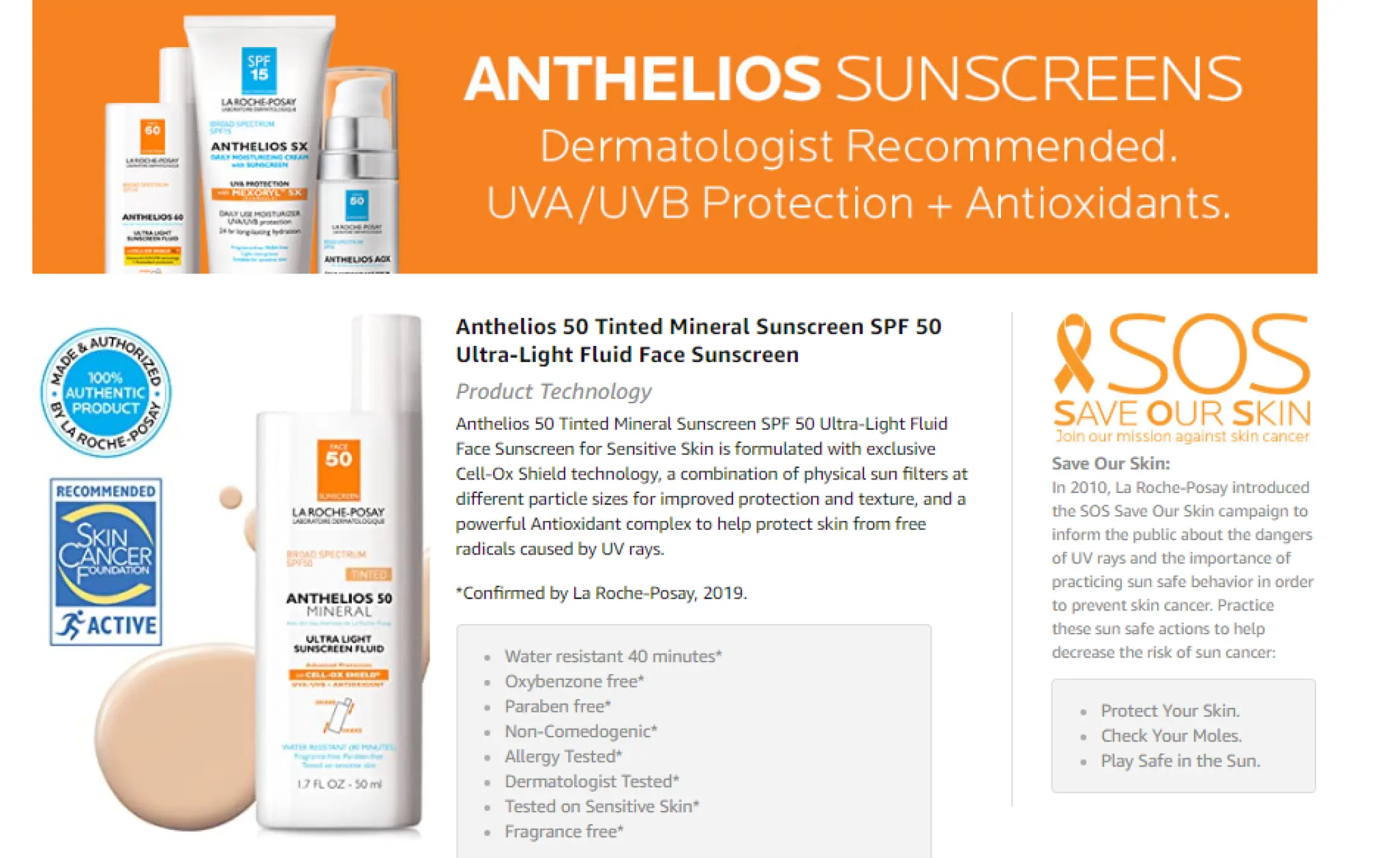 la roche posay sunscreen with zinc oxide