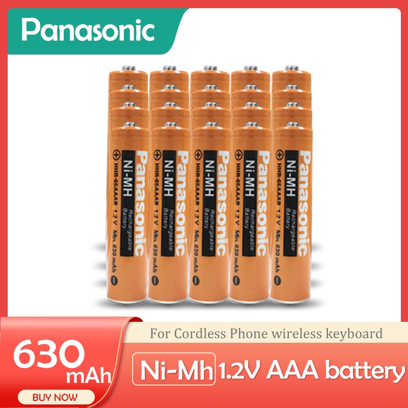 4 Pack HHR-65AAABU NI-MH Rechargeable Batteries 1.2V 630mAh AAA Battery for Panasonic Cordless Telephone Batteries 