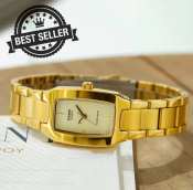 CASl0 Women's Gold White Stainless Steel Water-Resistant Watch