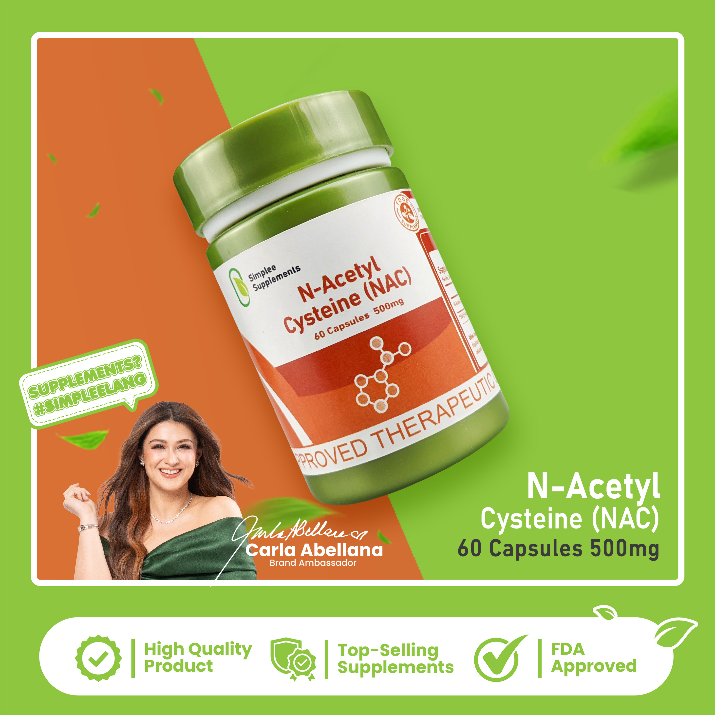 Simplee S-Acetyl Glutathione Capsules 500mg | 60 Capsules – Brightening  Support with Antioxidants & Oral Sunblock