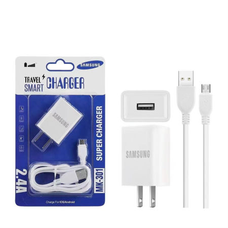 Samsung Fast Charger with Micro USB/USB-C Cable, 2.4A