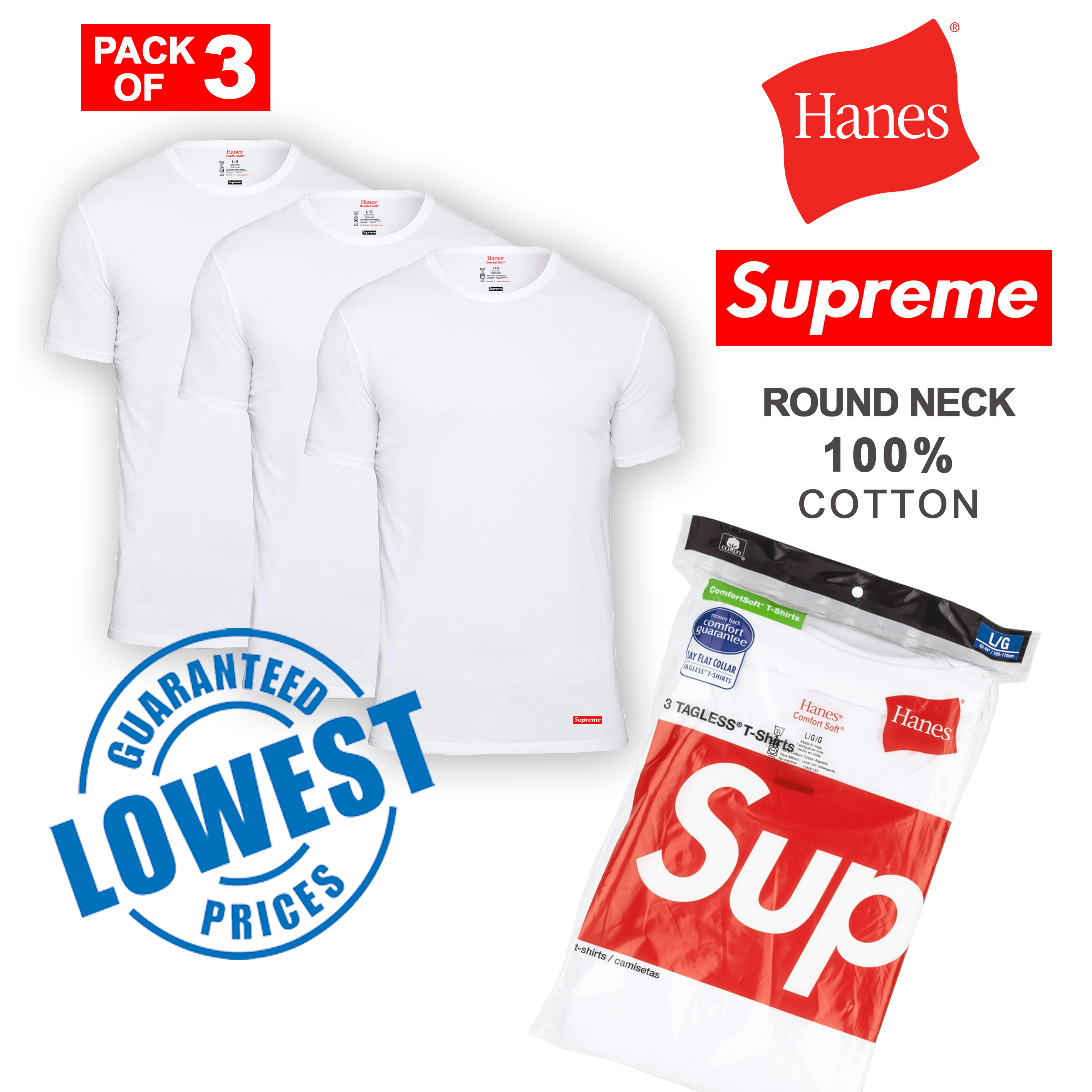 3Pcs Hanes Supreme Comfort Crew Neck T-Shirts Unisex | Lazada Ph