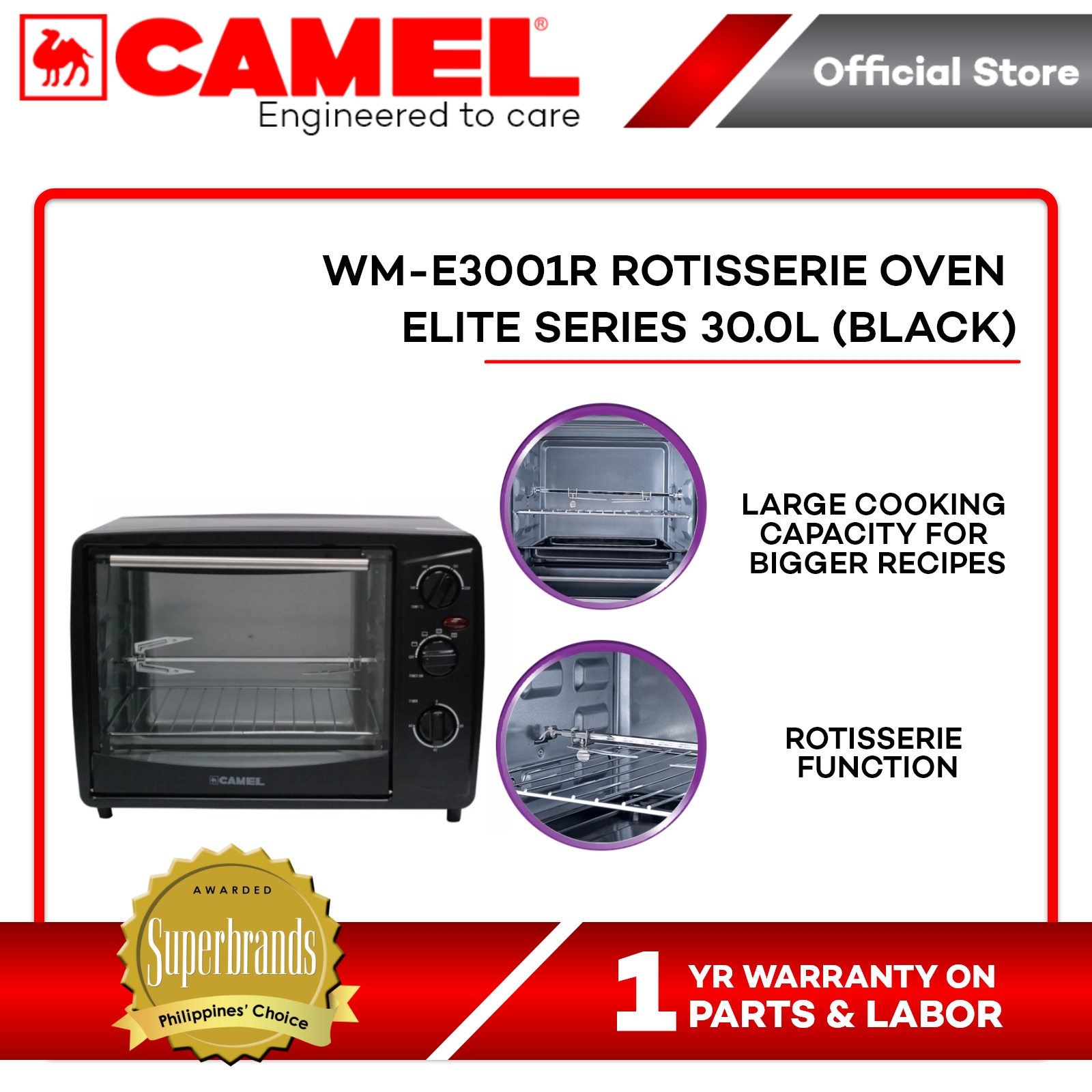 Camel WM-E1801R Rotisserie Oven Elite Series (Black) Local