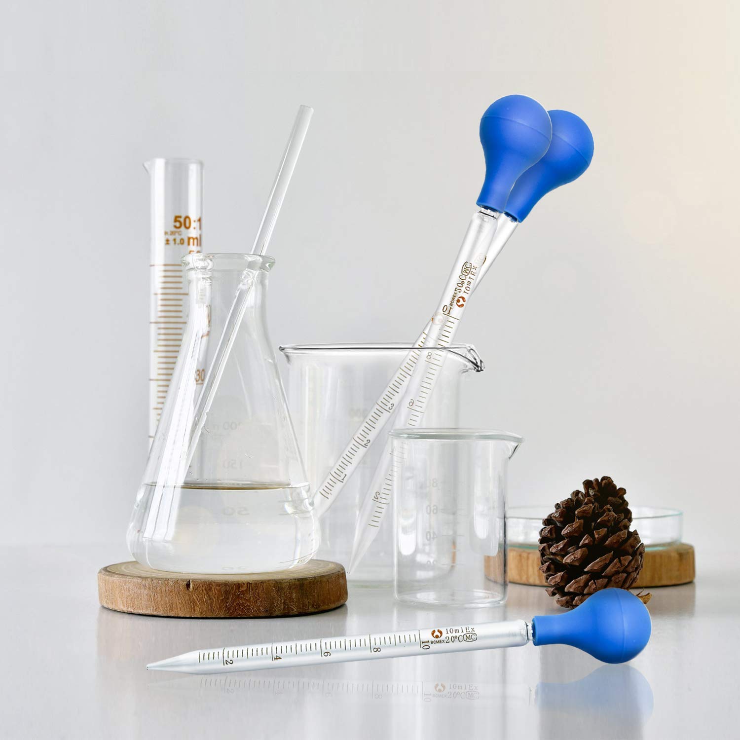 10ml Graduated Dropper Glass Pipette Scale Line Lab Liquid Dropping Pipet Blue Rubber Head Pipettors