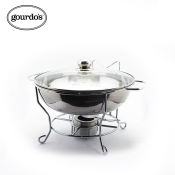 Gourdo's 6L Chafing Dish with Lid Holder & Servers