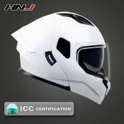 HNJ 937 PLAIN Dual Visor Open Motorcycle Helmet