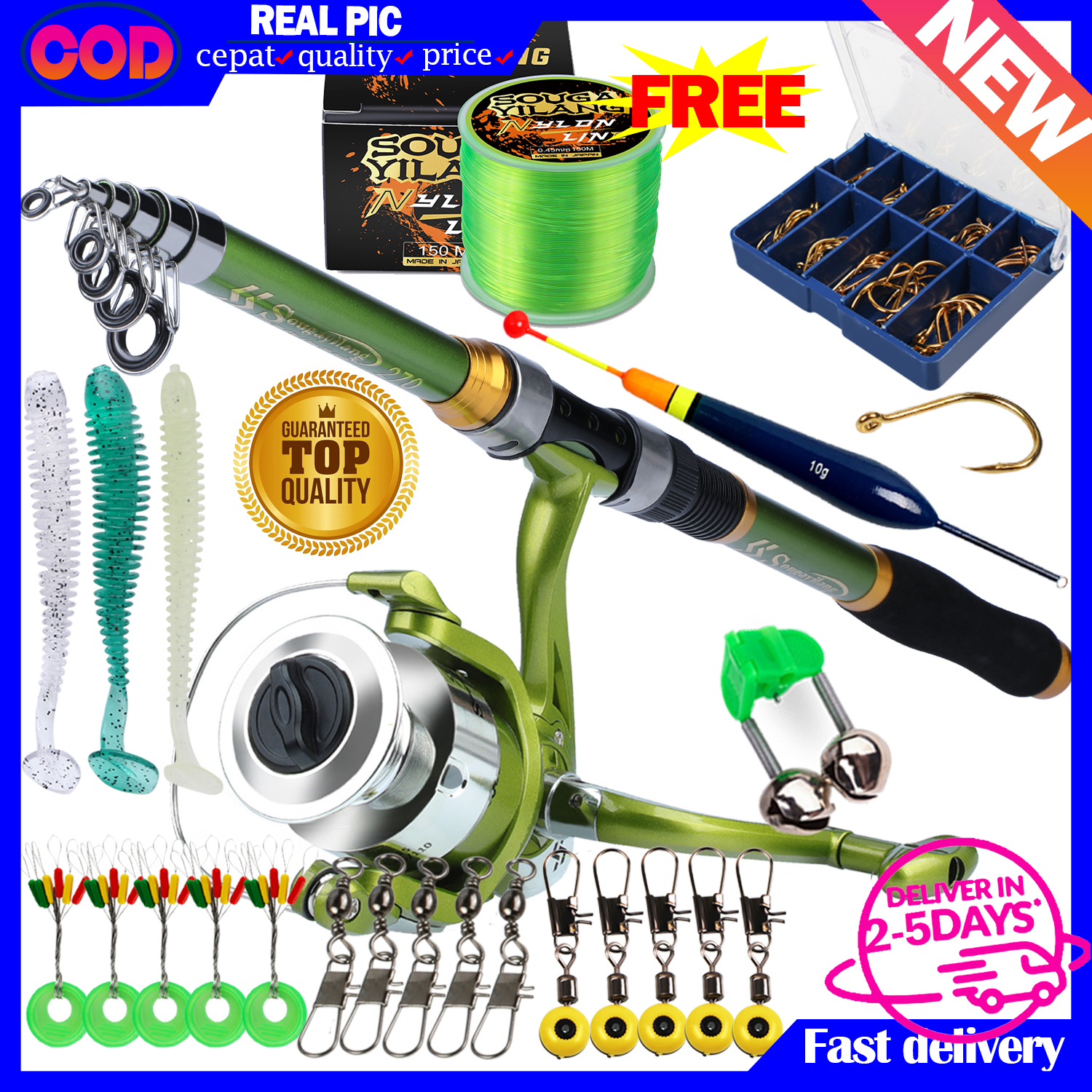 Portable Mini 1.8/2.1/2.4/2.7/3.0/3.6M Telescopic Fishing Pole