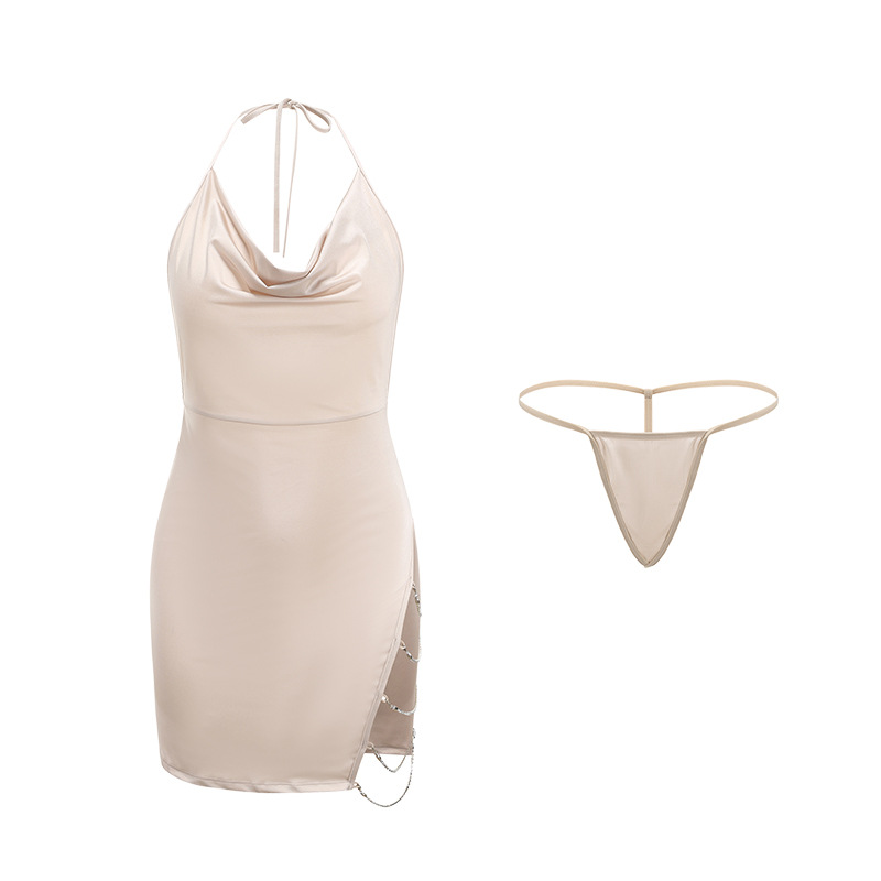 Women Sling Skirt Nightclub Split Open-back Diamond Glitter Sexy Casual Party Dress - Image 2