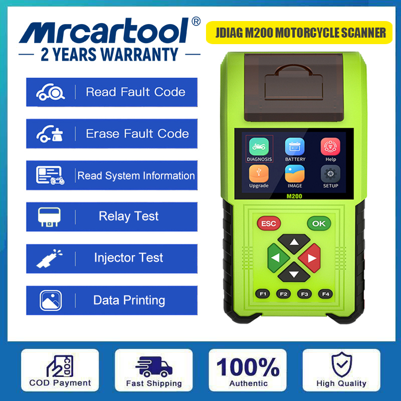 MRCARTOOL JDiag M200 Motorcycle Scanner Support ABS System Test/Fuel Injector Test/Relay Test/Read Data Stream/Battery Test/Clear Fault Code/Data Printing ราคา 6,199 บาท*ส่งฟรี