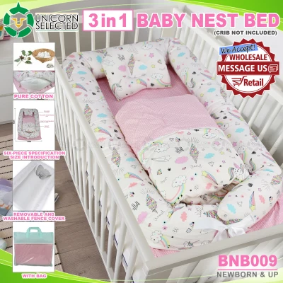 Unicorn Selected BNB009 Baby Newborn Crib Set With Pillow and Blanket Bed Snuggle Nest For Newborn Infant Travel Bed Baby Cosleeper Bed (7)