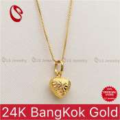 LSjewelry 24K Bangkok Gold Heart Necklace for Women