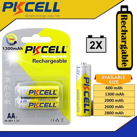 PKCELL AA Rechargeable Batteries, 2pcs, 1.2V, NI