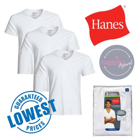HANES 3 pcs Classics V-Neck White T-shirts