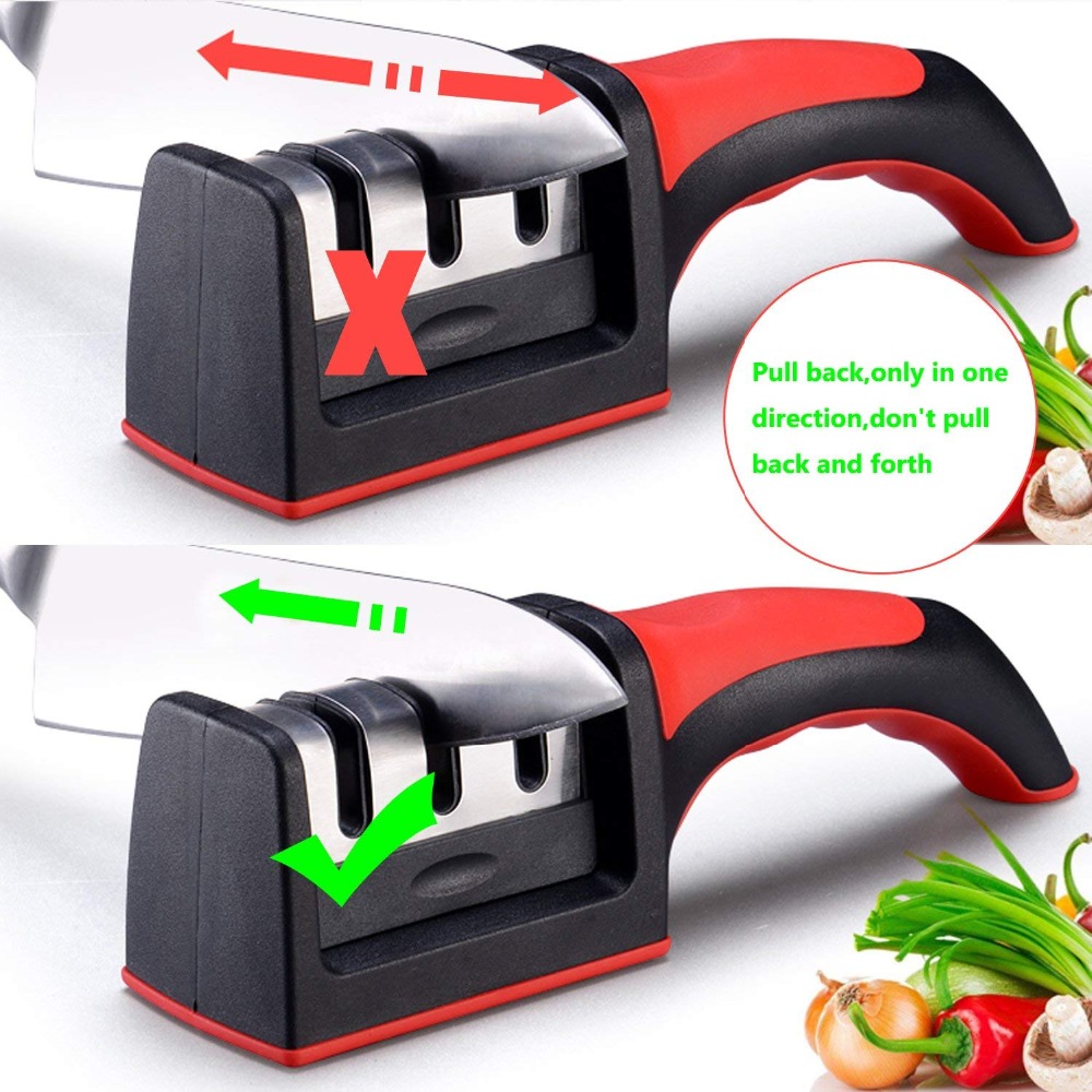 4-in-1 Kitchen Knife Accessories,3-Stage Kitchen Knife Sharpener,Professional  Knife Sharpening Tool to Restore Non-Serrated Blades QuicklyHelps Repair,  Restore and Polish Blades 