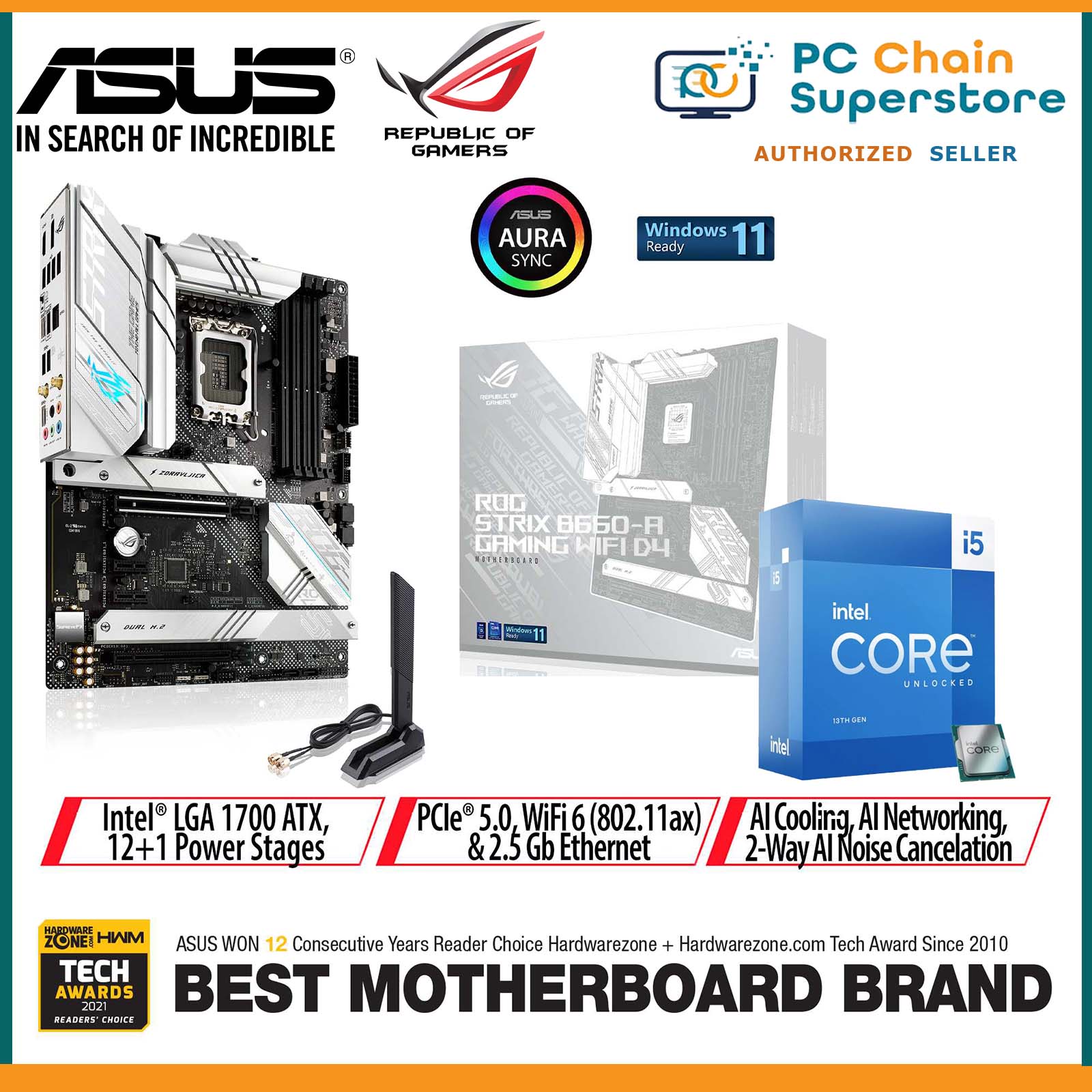 Intel - Intel Core i5-13400F (2.5Ghz/4.6Ghz) + ASUS TUF GAMING B760M-PLUS  WIFI D4 - Kit d'évolution - Rue du Commerce