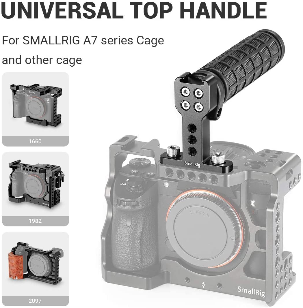 SmallRig 3764 Lightweight Cold Shoe Top Handle – Aluminum Grip For DSLR & Mirrorless Camera Cages