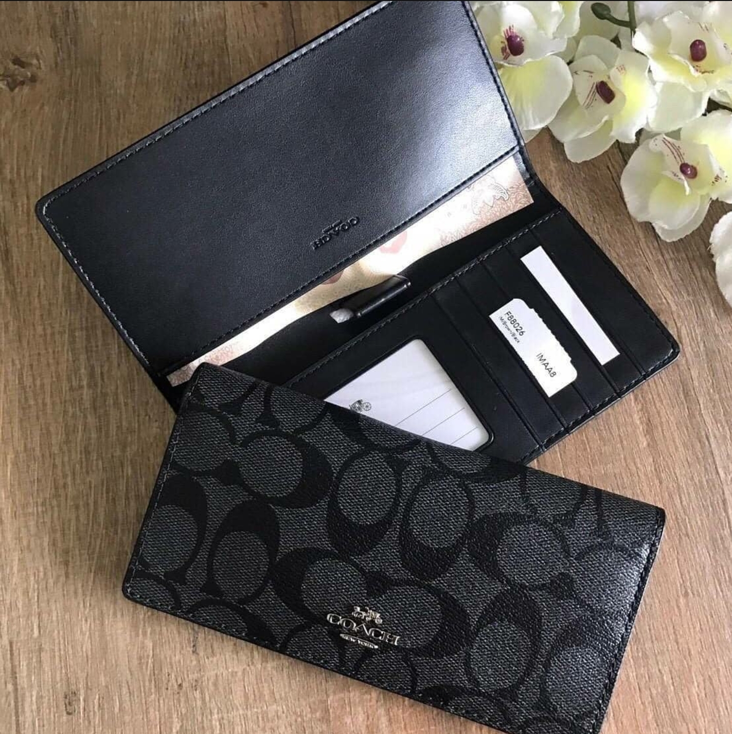 Limited Edition Coach F88026 Bifold Wallet Signature Coated Canvas Monogram Black Black On Black Coach Purse Lazada Lazada PH