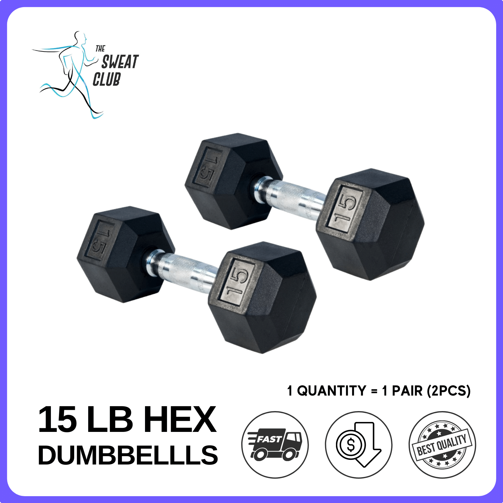 15 pound hex discount dumbbells