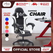 Amaia Furniture Gaming Chair with Massage Function, White/Black