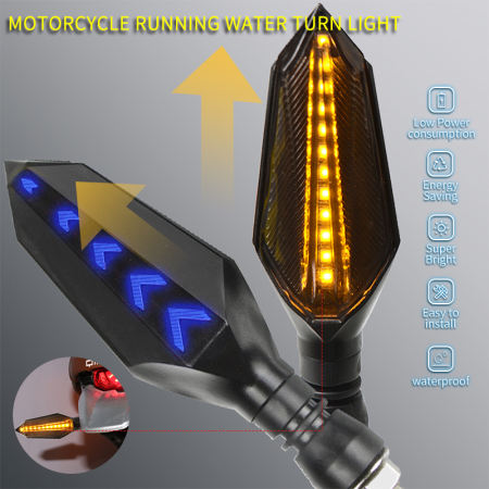 PMShop 2PCS Amber Motorcycle Flowing Turn Signal Lights