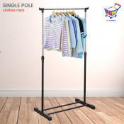 Single pole telescopic clothes rack