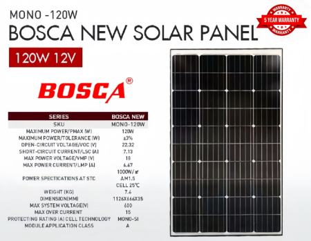 BOSCA 120W Solar Panel - 5 Year Warranty