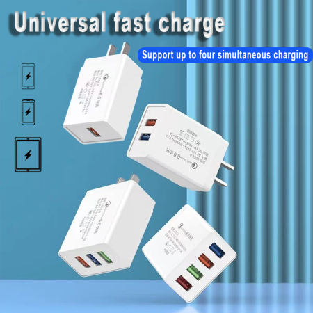 Fast Charger Dual Engine Flash Charge 4USB Travel Adapter