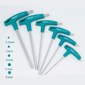 Industrial T-Handle Hex Wrench Set, 5pcs, 2.5-6mm