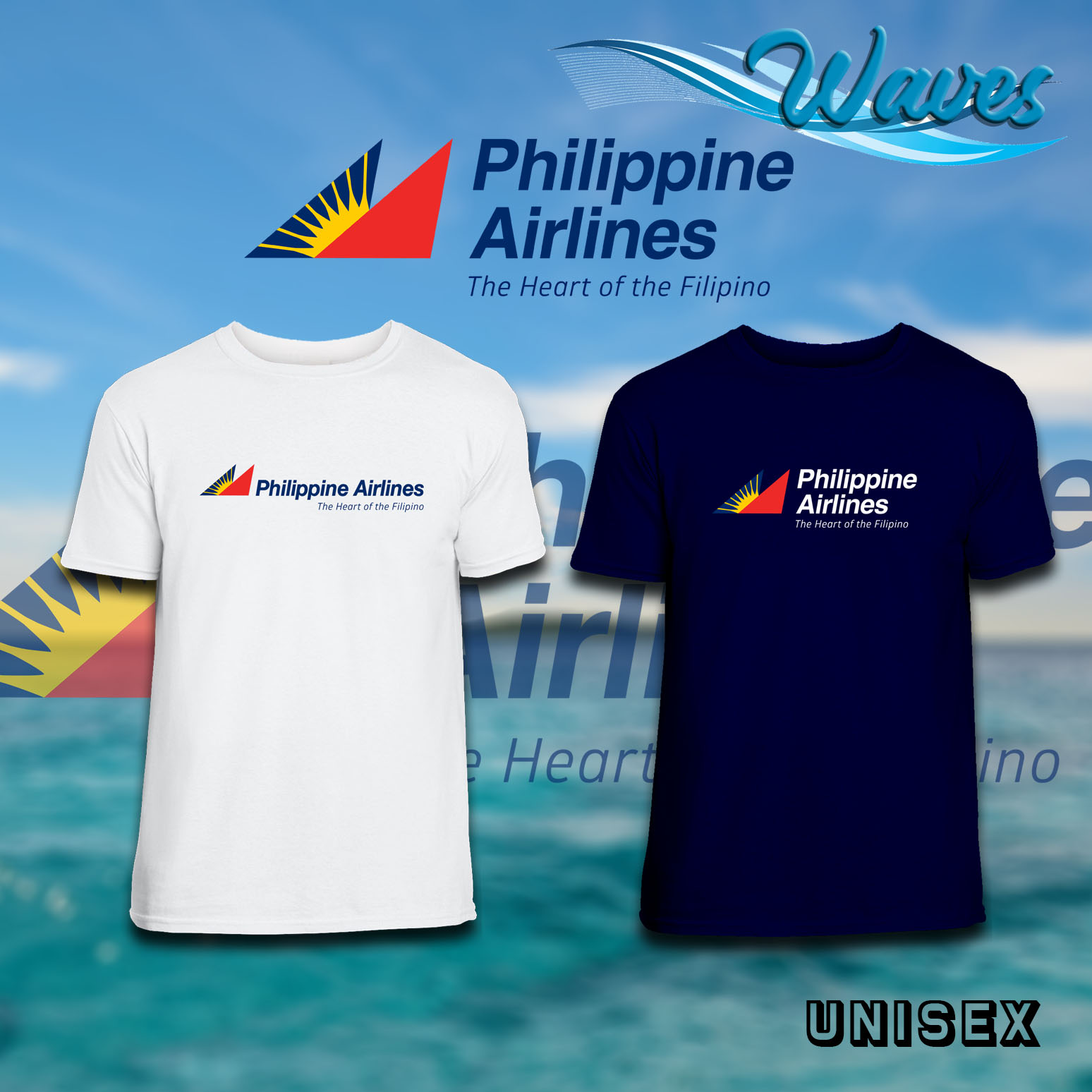 T-Shirt Uomo Philippine Airlines Logo Vintage – Maglietta Viaggio Filippine Celeste
