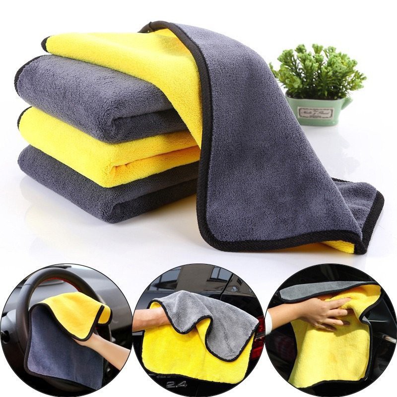 Double-sided Microfiber Absorbent Towel Car Wash Pet Cleaning Towel Cloth Extra Thick Car Drying Towel（4pcs） 