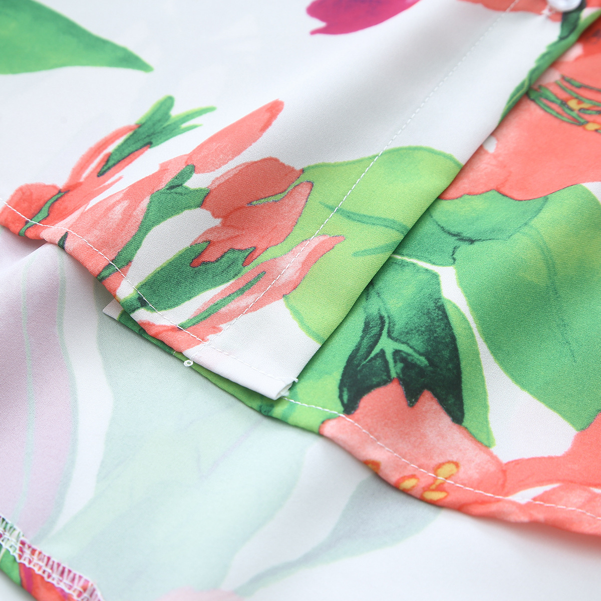 Shirt Flower Women's New Flower Print Loose Lapel Long-Sleeved Blouse