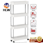 4 Layer Moving Rack Kitchen Storage Shelf Wall Cabinets Home Bedroom Bathroom Organizer Trolley