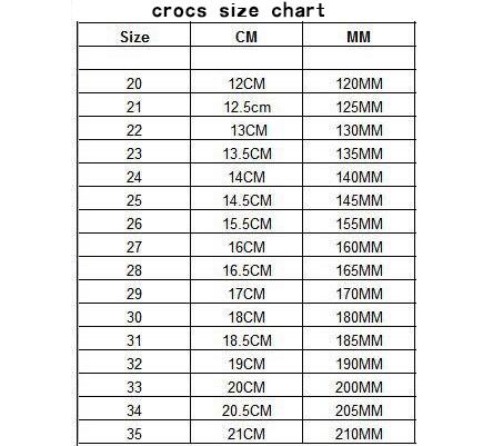 crocs unisex size chart