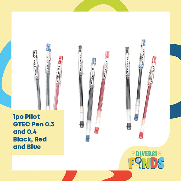 1pc Pilot GTEC Pen 0.3 and 0.4 Black, Red and Blue