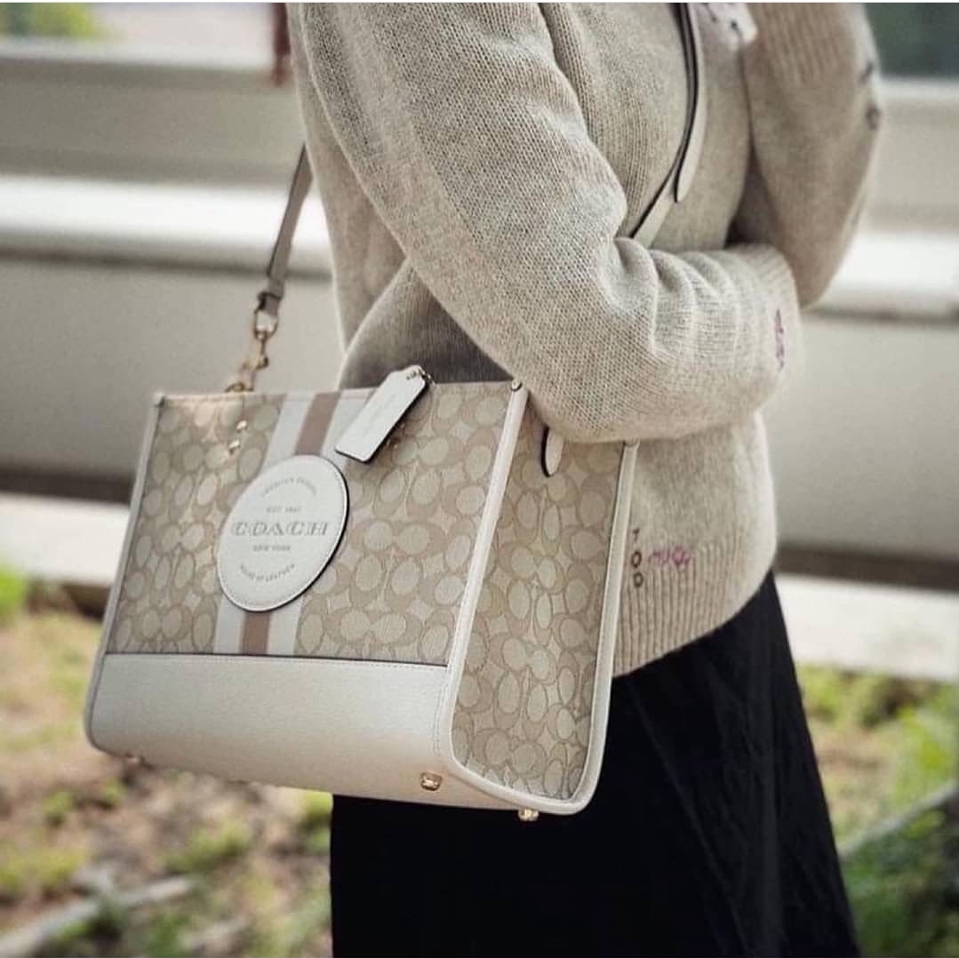 Original Coach Dempsey Carryall In Signature Jacquard With Stripe And Coach  Patch C8448 In Soft Lilac Color