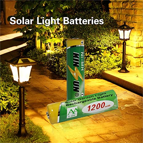 KINSUN 8-Pack Rechargeable Battery 1.2V Ni-Cd AA 900mAh for Outdoor Solar Garden Light Landscape Lights Path Lights 