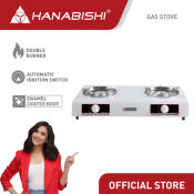 Hanabishi Gas Stove - Double Burner, White (Single Jet)