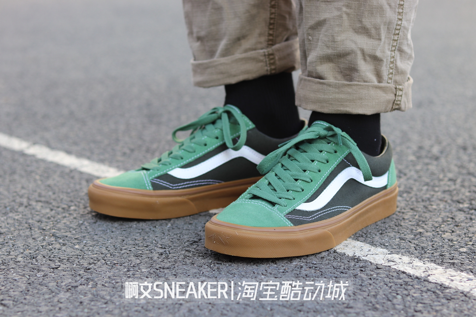 Awen VANS green raw rubber sole Style 36 blue coffee low-cut