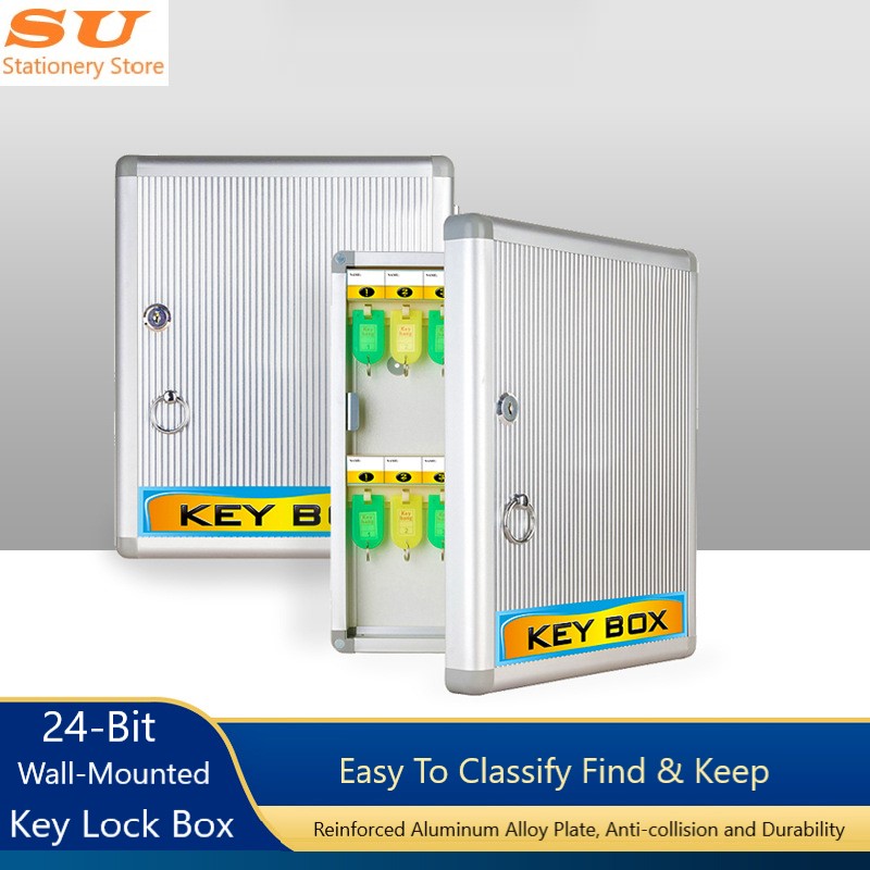 Wall-Mounted 24-Bit Key Box Aluminum Wall Mount Storage Car Key Lock Box Key  Manager