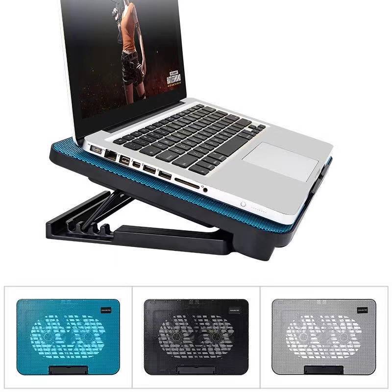 Lazada Philippines - Laptop Cooling Pad, Super Quiet Dual Fan Laptop Cooler Fitting from 14 to 17 Inches, 3 Adjustable Levels Laptop Cooling Stand, Metal Mesh Surface, Portable Cooling Pad for Laptop
