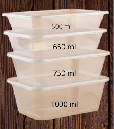 Plastic Containers Tubs Clear With Lids Microwave Food Safe 500 650 750  1000ml