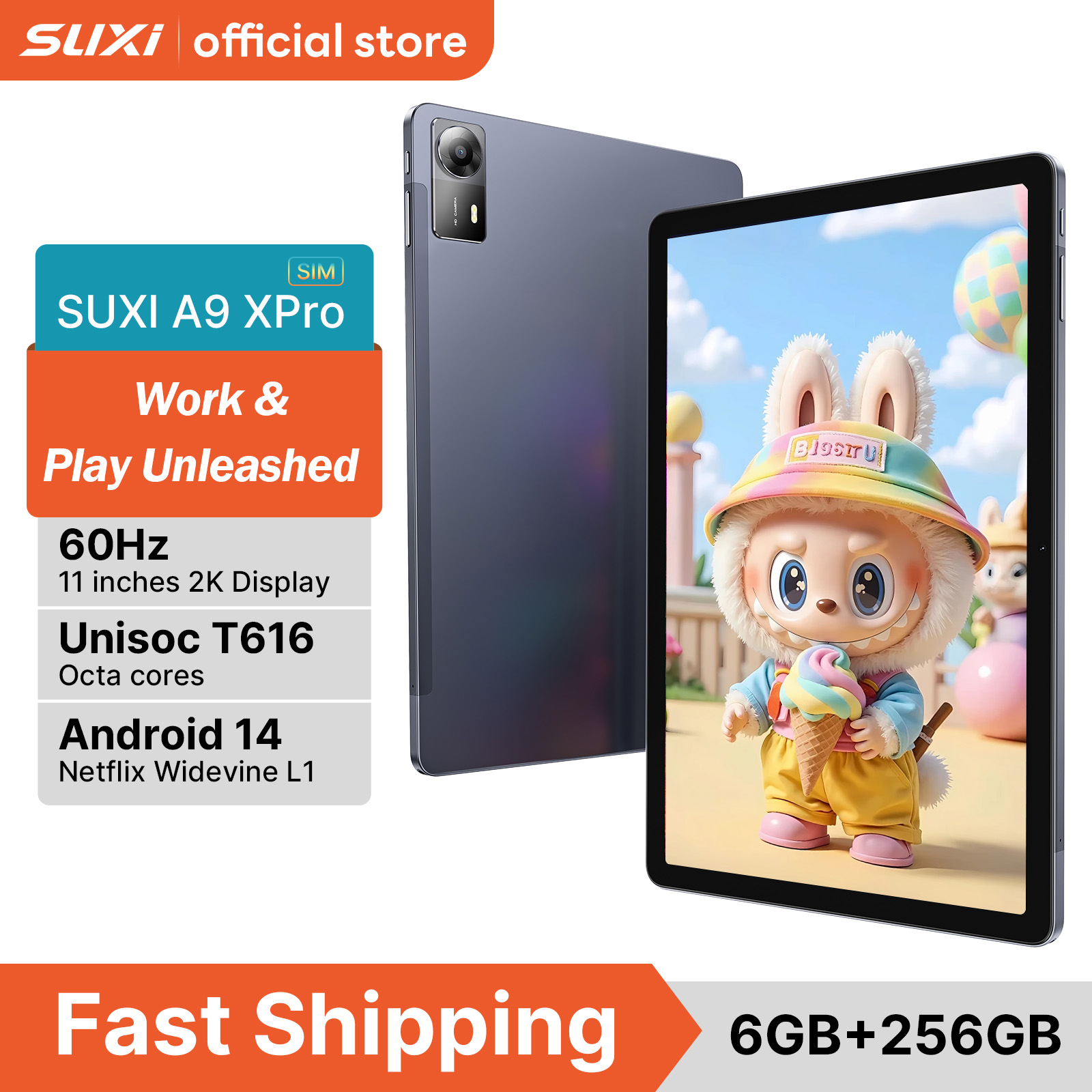 タブレットPC　Suxi Tablet Poker A3　Android14 SUXI Tablet Poker A3 10.1 Inch Android 14,12GB(4GB+8BG)RAM+