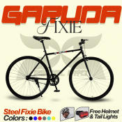 Garuda Fixie Steel 700/23c Recreational Outdoor Bike Budget Fixie Bike with Front Brake with Free Helmet and Tail Lights