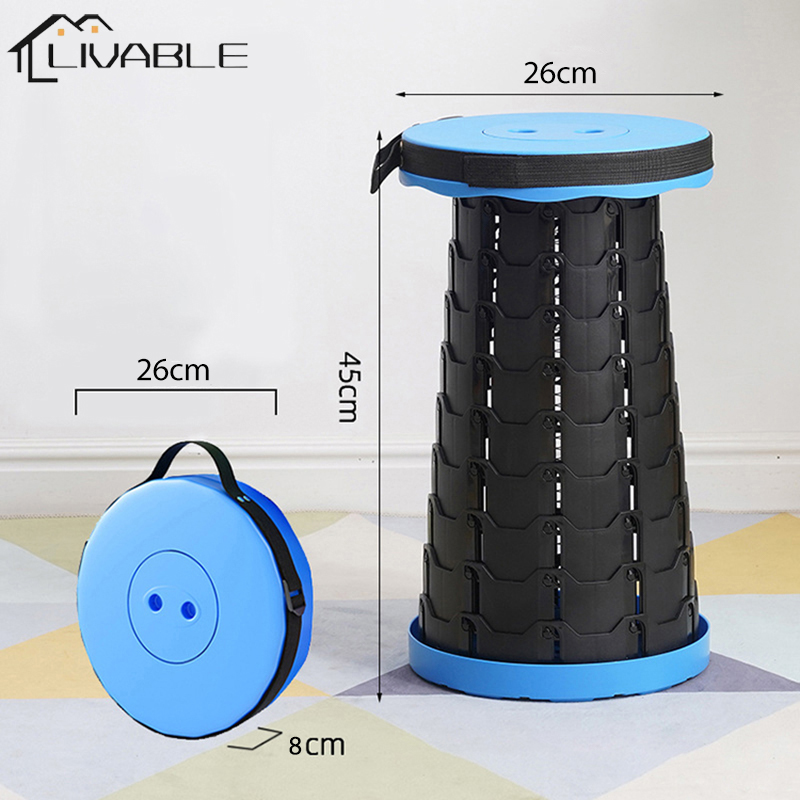 LIVABLE Outdoor Foldable Telescoping Stool Portable Collapsible Chair Lightweight Simple Camping Stool Height Adjustable - Image 2