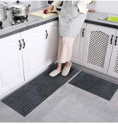 HomeYoung Kitchen Rug Set - Non-Slip Microfiber Mats