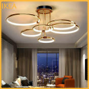 Golden Round Nordic Ceiling Light for Living Room or Bedroom