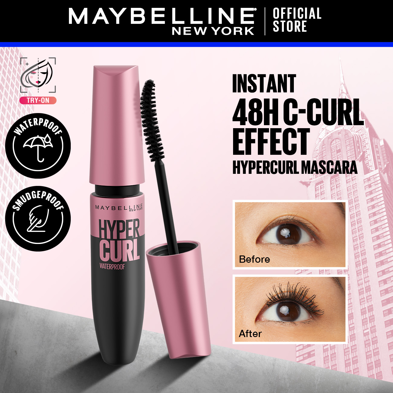 Maybelline Hypercurl Mascara - Waterproof, Long-Lasting, Smudge-Proof