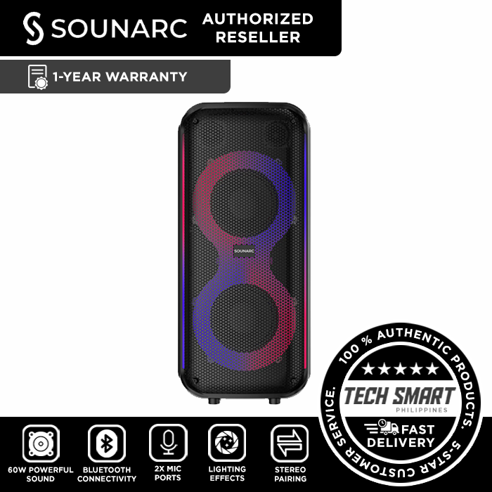 SOUNARC L2 60W Bluetooth Speaker with RGB and Karaoke Support