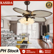 Wooden Blade Ceiling Fan with Lights and Remote Control